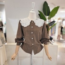 제이케이 레이스카라잔체크블라우스(JM8BL1016B)