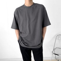 [MAHUUM] 면 티셔츠 기본 무지 라운드 오버핏 빅사이즈 코튼 100% 레이어드 흰티 블랙티 반팔 티