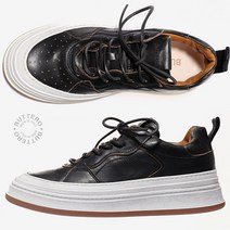 부테로 CIRCOLO 빈티지 이펙트 레더 로우탑 스니커즈 BK