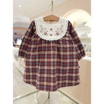 [M밍크뮤D] 22FW (RD)열매자수체크원피스 (32D1540002A) 출산준비물 신생아선물 배내수트 배내저고리
