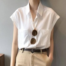 레이스블라우스 루즈핏 반팔셔츠 봄옷 셔츠 쉬폰블라우스 슬리브리스 3컬러 러블리블라우스