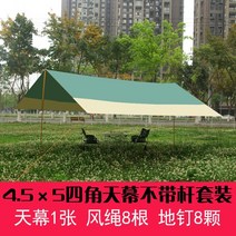 캠핑 차박 차량용타프 돔 대형 삼각 차양 차광막 경량 백패킹 타프 그늘막 옥상 윈드스크린, 폴없는 5X4.5 카키 그린