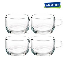 글라스락 강화 유리컵+유리잔 4p 세트, 1개, 글라스락 수프앤디저트 머그 4p