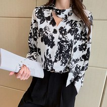 [바니드상표특허] 여성 명품스타일 럭셔리 타이 블라우스 셔츠 하객룩 4480