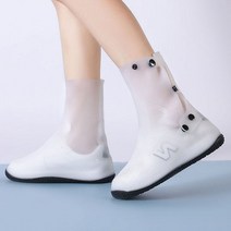 다이소 신발 방수 장화 신발커버 비오는날 신발 덮개 레인슈즈커버 실리콘 보호 커버패션, M, 하얀