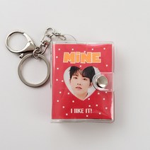 인생네컷앨범 초음파앨범 성장앨범 본식사진 웨딩포토북 1/2 인치 미니 사진 앨범 작은 열쇠 고리 장식 조각 투명 삽입 저장 ID 카드 책 키 체인 선물 포토 홀더, [12] red heart