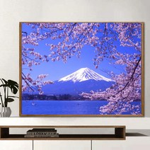 DIY 디지털 유화 손으로 채워진 성인 감압 손으로 그린 그림 식물 꽃 장식 유화 Fenghua Zhengmao, 606 후지산 벚꽃, 30*40 (내부 프레임)