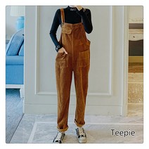 티피 모던 텍스처 코듀로이 캐주얼 임산부 멜빵 팬츠