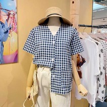 도로시홀릭 해피고방체크단추블라우스(DO58237B)