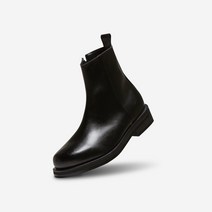 커스텀에이드 남성 앵클부츠 4cm 소가죽 볼드 스퀘어토 지퍼부츠 에이든 - BLACK