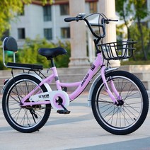 경량 미니벨로 바구니 접이식 자전거 자전거 여자 어른 학생 중학생 보통 큰 24 인치, 싱글스피드 핑크 + 등받이, 24인치, 단일 속도