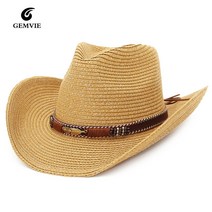 고급 수입 카우보이 깃털 파나마cowboy 합금 여성 남성 여름 비치 밀짚 GEMVIE 카우걸 비즈 모자 western hats for mencowboy hatcowboy hat