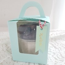 다있다잉 답례품 포장 선물 손잡이 투명창 상자 1구 머핀 박스, 하늘