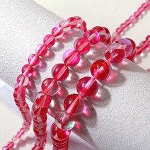 [5202-05]원석라운드 6/8/10mm 유광월광석 진핑크 반줄