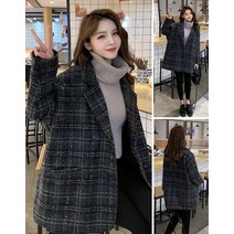 여성 모직체크코트 체크 하프코트 가을 겨울 루즈핏 모직코트