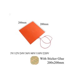 온열 미니 전기매트 침대용 차박300x300mm 12V 110V 220V 실리콘 고무 난방 패드 사각 플랫 히트 밴드 매트, 12 200x200mm_04 36V or 48V