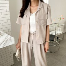 테일러드카라 모던시크 린넨 반팔 여성자켓 1102198