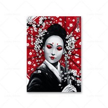 일본갑옷 일본 사무라이 캔버스 갑옷 캐릭터 터 잉어 게이샤 잉크 워시 월 아트 그림 거실 침실 홈, [11] xcm No Frame, [15]