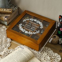 레트로 빈티지 엔틱 인테리어 우드 쥬얼리 귀걸이 나무 원목 투명창 9칸 진열장 미니 장식장 소품함, A