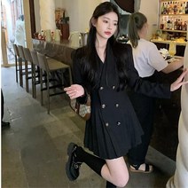 봄 뷔스티에 원피스 커플 시밀러룩 키작녀 여성옷 112044 봄 여성 의류 2022 새로운 하이 엔드 리틀 블랙 드레스 햅번 스타일의 복고풍 세련된 정장 드레스