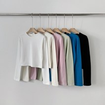숏테리 크롭 티셔츠 여성복 가을룩 기본티 라운드티