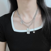사각나비펜던트 레이어드목걸이