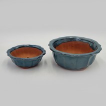 톱니바퀴 분재 화분 Y-065 2속 분재분 유약분, M 단품