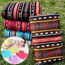 ITS 방수매트 에스닉 패턴 감성 돗자리 컵받침증정, L_블랙+컵받침증정