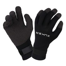XUKER 워터 장갑 3mm 및 5mm 네오프렌 다섯 손가락 따뜻한 잠수복 겨울 스쿠버 다이빙 스노클링 패들링 서핑 카약 카누 스피어피싱 스키용 (3mm블랙 L)