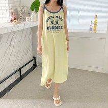 여름 시원한 휴가룩 데일리 캐주얼 20대 여성 뒷 등부분 밴딩 끈 나시 면 롱 원피스