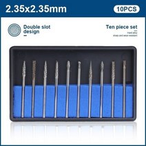 텅스텐 카바이드 버 드릴 비트 세트 생크 로터리 커팅 다이 그라인더 조각용 파일 개, 10개 2.35x2.35mm