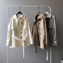 여성 가을 벨트 트렌치 코트 숏 자켓 캐주얼 재킷