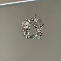 글루링 접착제링 패션 핑거 링 실버 컬러 스타 문 여성용 웨딩 파티 쥬얼리 샤인 크리스탈 메탈 플라워 오, 05 01