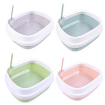 고양이 사막화방지 평판 오픈형 네모 화장실 4colors, 분홍색