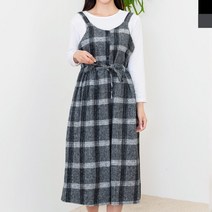 BBS 107-2 여자 체크 어깨끈 뒷 밴딩 원피스 여성 의류 가을 겨울 끈