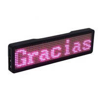 LED 광고판 전광판 차량 휴대용 미니 간판 이름 태그 USB 충전식 디지털 배지 휘장 DIY 프로그래밍 가능한 스크롤 메시지 보드 디스플레이 언어 813EA 2, 06 Pink lights, Computer USB input