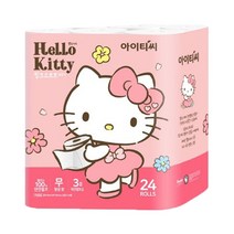 헬로키티 핑크소프트 3겹 롤화장지 30m, 24롤, 1개
