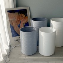 마이플랜트 원형 가로줄패턴 플라스틱 대형 화분, 연그레이, 화분+고정식 받침세트