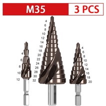 로터리툴 미니샌딩기 전동 다용도 조각기 비트날 로타리바 티타늄 단계 드릴 탑 모양 구멍, m35 3pcs s