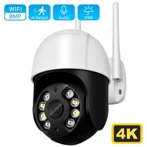 현관문CCTV 사무실 가정집 홈 8mp 4K 와이파이 카메라 야외 AI 인간 감지 자동 추적 PTZ IP 풀 컬러 나이트 비전 클라우드 CCTV 비디오 감시, 8MP Add 128GB Card_EU 플러그