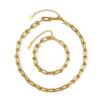 Benevolence LA 클립 팔찌 세트가 있는 여성을 위한 체인 목걸이 | 골드 링크 여성 14K 및 청키 종이