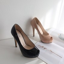 런슈즈 여성 에나멜 토오픈 하이힐 가보시 펌프스 킬힐 11cm