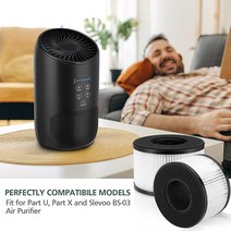 BS-03 True HEPA 교체 필터 PARTU 및 Slevoo BS-03 HEPA 공기 청정기 부품 U 및 부품 X용 3-in-1 여과 시스템 2팩