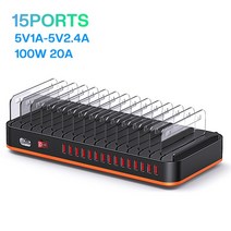 멀티충전기 영업용 USB 고속 휴대폰 충전기 15 포트, 블랙. Korean Plug-100W 15 Ports, 1개