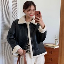 여성가죽자켓 레더자켓 재킷 모피 안감 따뜻한 양털 가죽 코트 아우터 웨어 오토바이 의류 스탠드 칼라 캐