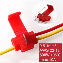 10PCS/20PCS 와이어 커넥터 스카치 잠금 스냅 AWG22-10 끊지 않고 케이블 절연 크림프 스플 라이스 전기 터미널, Red_20PCS, Red_20PCS, 상세 설명 참조1