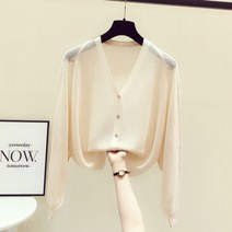 DAPANDA 아이스 니트 카디건 코트 여 마린 시폰 톱 2021 봄여름 케이프 박시 얇은 자외선 차단 코트