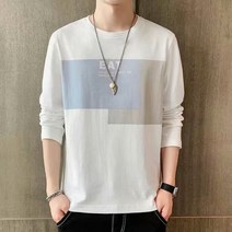 M-3XL 슬림핏 긴팔 티셔츠 남성 캐주얼 봄 탑