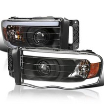 SPECD TUNING 매트 블랙 프로젝터 헤드라이트 LED 튜브 20022005 닷지 램 1500 픽업 20032005 25003500 왼쪽 + 오른쪽 페어 헤드램프 어셈블리, Black Housing Clear Lens