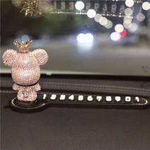 자동차 장식 인형 인테리어 번호판 차량소품 차 꾸미기 새차 구입 선물용, 화이트 큐빅(블랙)